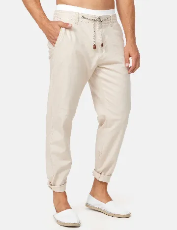 Pantaloni INDICODE, crem