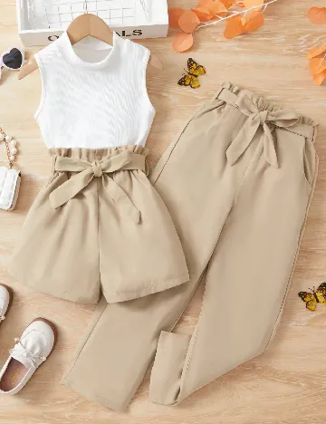 Compleu Shein Kids, alb/maro