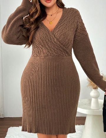 Rochie scurta SHEIN CURVE, maro