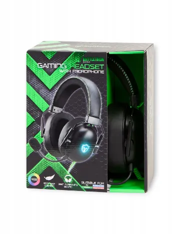 Căști de gaming cu microfon RGB LED Battletron, negru
