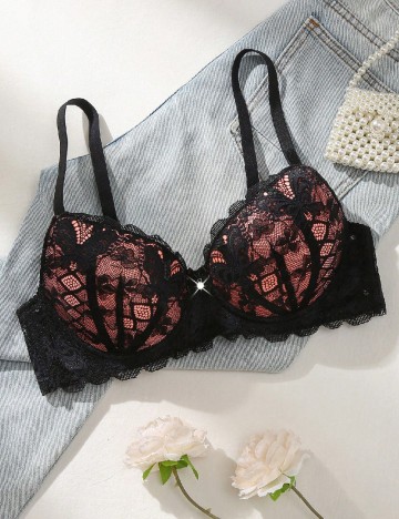 Sutien SHEIN, negru/roz