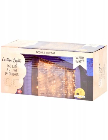 Cortină luminoasă de exterior și interior 168 LED 3X1.4 M Coen bakker deco, galben