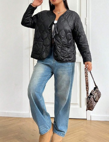 Jacheta reversibila SHEIN CURVE, alb/negru