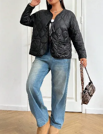 Jacheta reversibila SHEIN CURVE, alb/negru