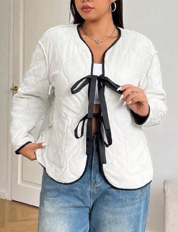 Jacheta reversibila SHEIN CURVE, alb/negru