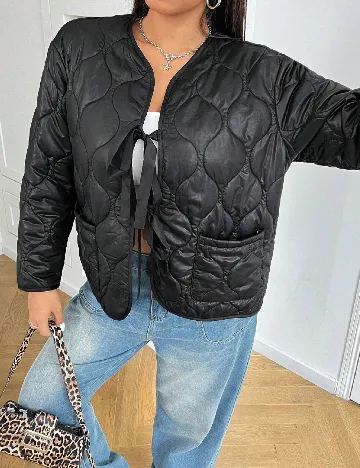 Jacheta reversibila SHEIN CURVE, alb/negru