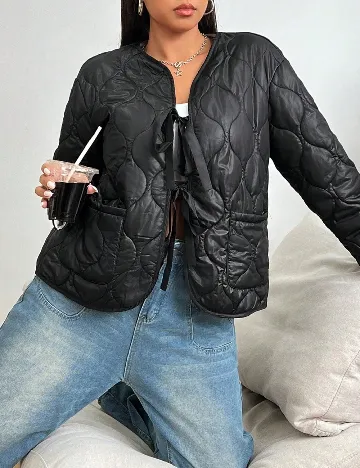 Jacheta reversibila SHEIN CURVE, alb/negru