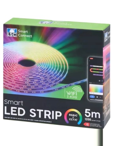 Bandă LED RGB+ CCT/C de 5 metri controlată prin aplicație LSC, mix culori