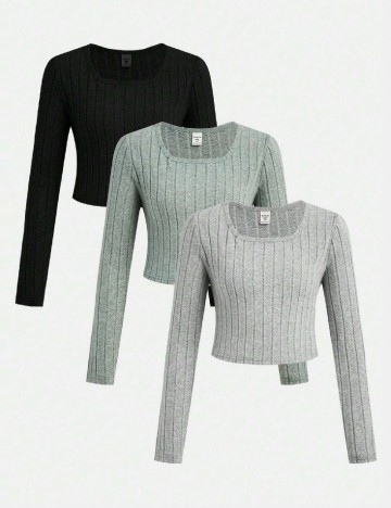 Set bluze 3 bucati Shein Kids, mix culori