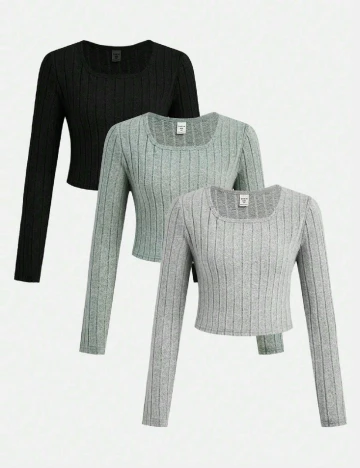 Set bluze 3 bucati Shein Kids, mix culori