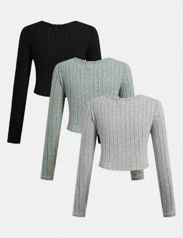 Set bluze 3 bucati Shein Kids, mix culori