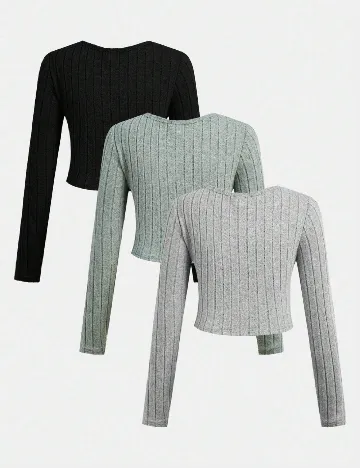 Set bluze 3 bucati Shein Kids, mix culori