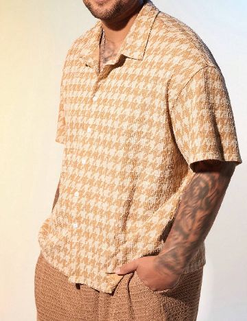 Camasa SHEIN Plus Size Men, galben