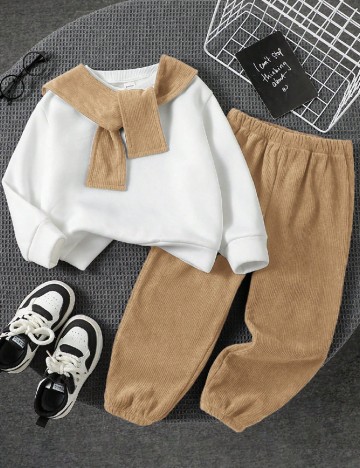 Compleu Shein Kids, alb/crem