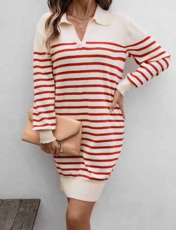Rochie scurta SHEIN, crem/rosu