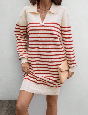 Rochie scurta SHEIN, crem/rosu