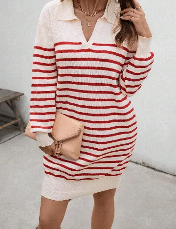 Rochie scurta SHEIN, crem/rosu