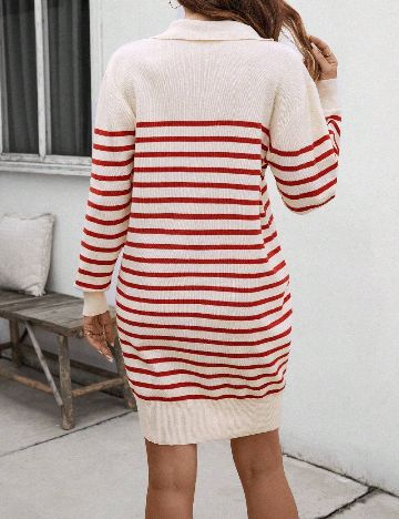 Rochie scurta SHEIN, crem/rosu