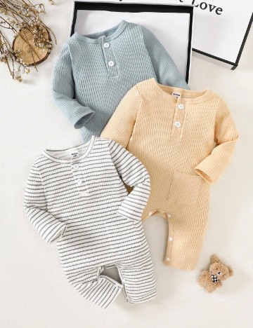 Set salopete 3 bucati Shein Kids, mix culori