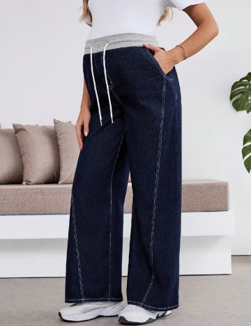 Pantaloni SHEIN Maternity, albastru