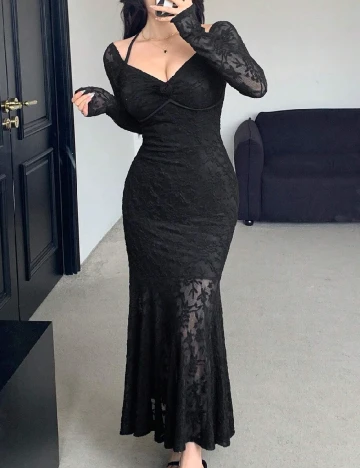 Rochie lunga Dazy, negru