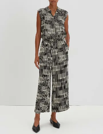 Salopeta Someday, crem/negru