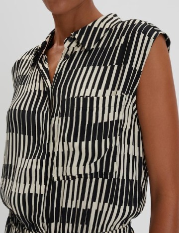 Salopeta Someday, crem/negru