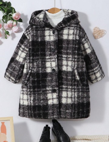 Palton Shein Kids, alb/negru