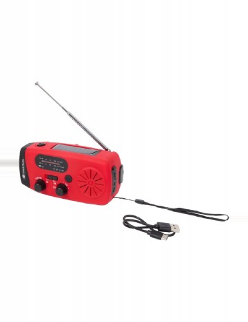 Radio solar cu lanterna si powerbank ACTION, rosu
