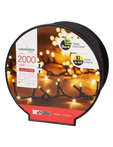 Ghirlanda luminoasa 45 m, 2000 lumini, interior - exterior Luxuriance Lights, alb cald
