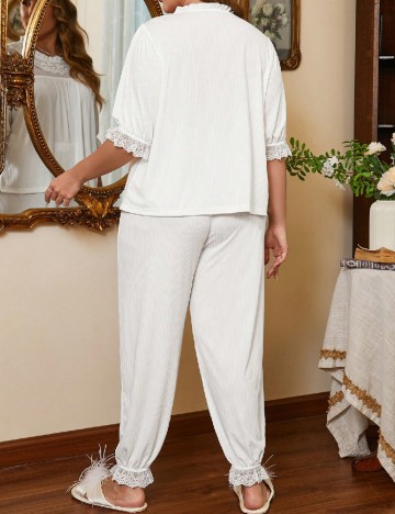 Pijama SHEIN CURVE, alb