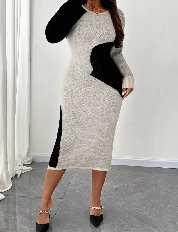 Rochie medie SHEIN CURVE, alb/negru