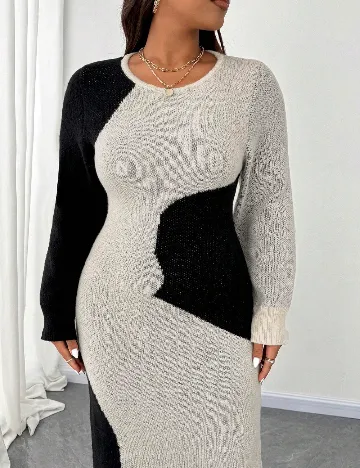 Rochie medie SHEIN CURVE, alb/negru