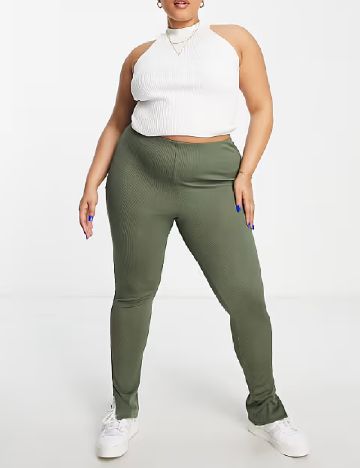 Pantaloni Flounce London Plus Size, kaki