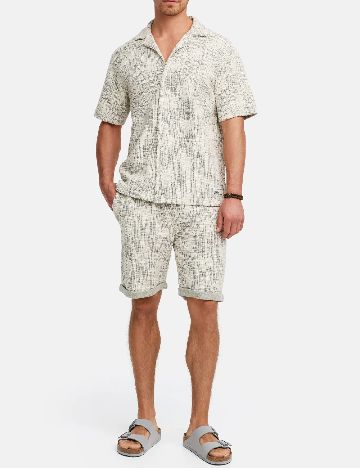 Pantaloni scurti INDICODE, alb/negru