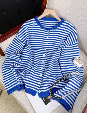 Cardigan SHEIN, alb/albastru