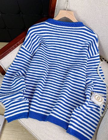 Cardigan SHEIN, alb/albastru