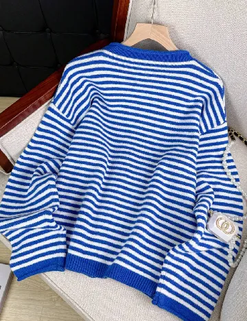 Cardigan SHEIN, alb/albastru