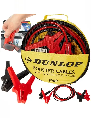 Cabluri de pornire 2 bucati Dunlop, rosu/negru