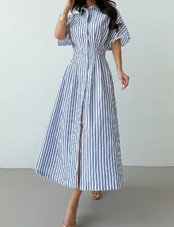 Rochie lunga SHEIN, albastru/alb