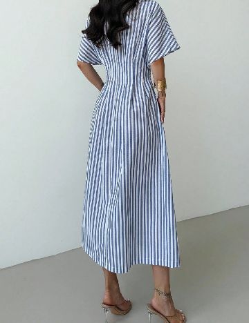 Rochie lunga SHEIN, albastru/alb