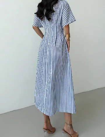 Rochie lunga SHEIN, albastru/alb