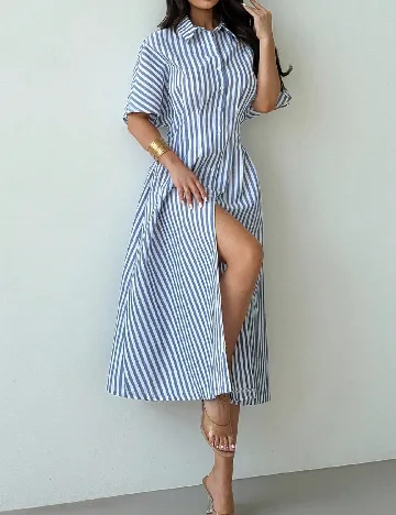 Rochie lunga SHEIN, albastru/alb