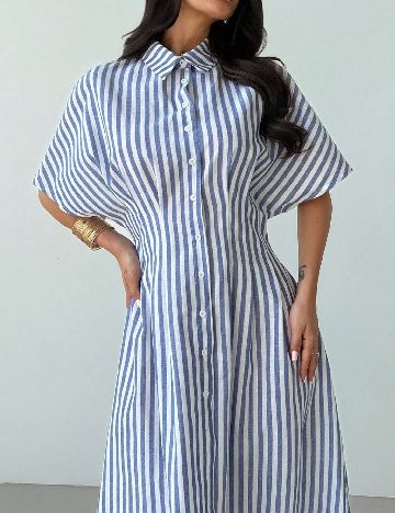 Rochie lunga SHEIN, albastru/alb