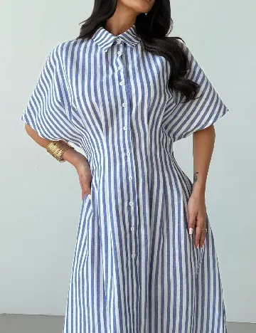 Rochie lunga SHEIN, albastru/alb