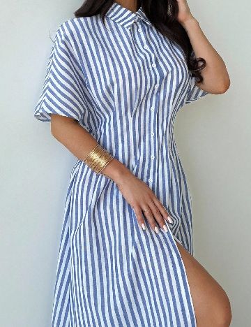 Rochie lunga SHEIN, albastru/alb