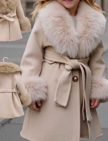 Palton Shein Kids, crem