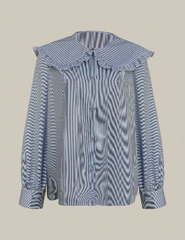 Camasa SHEIN, albastru/alb