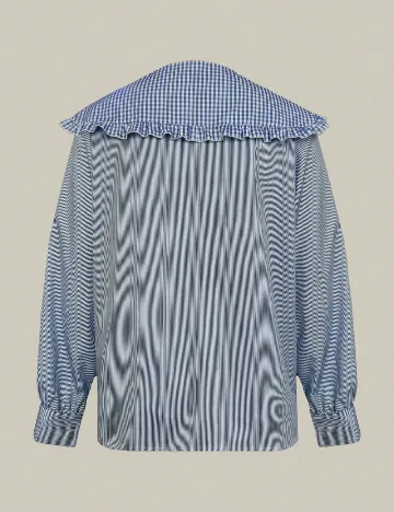 Camasa SHEIN, albastru/alb