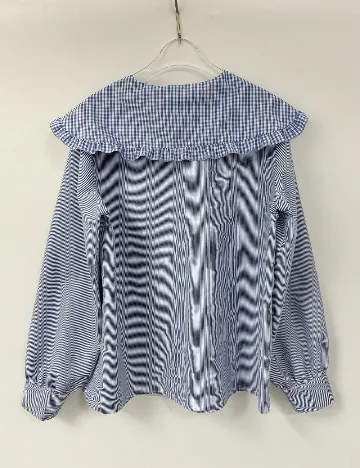 Camasa SHEIN, albastru/alb